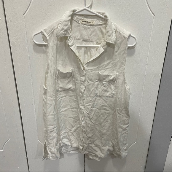 Marine Layer White Button Down Tank Top - Picture 1 of 8